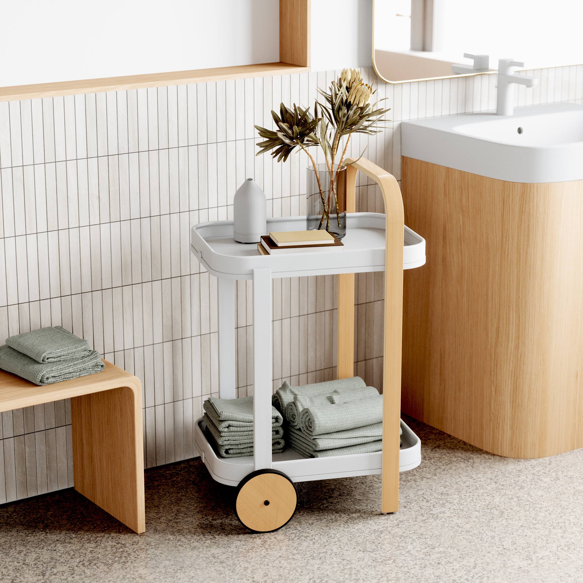 Umbra 21" x 32" White Bellwood Bar & Storage Cart